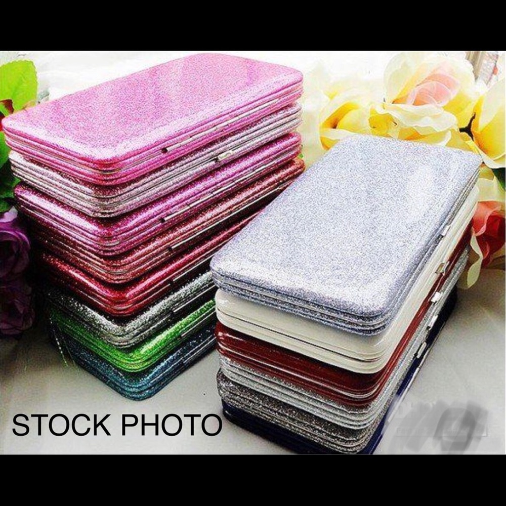 NWOT Blue Sparkly Hard Case Clutch Wallet